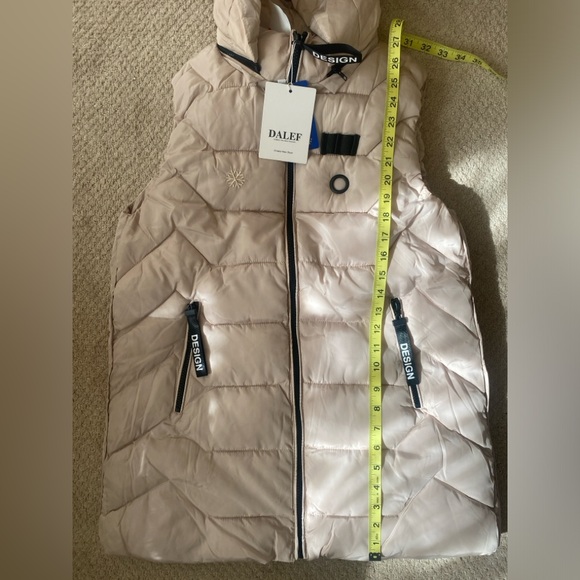 DALEF Hooded Puffer Vest Classic Design Blk Webbing Ribbon Zipper Pull Size L - Picture 9 of 12